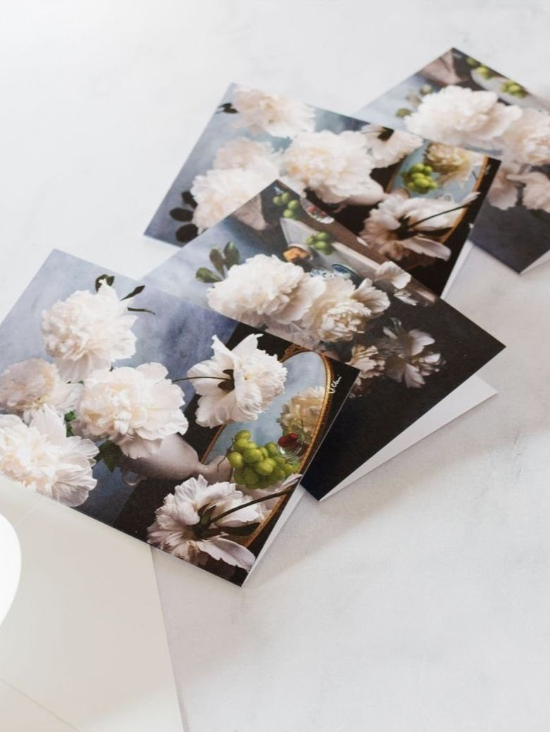 Cloudy Skies: The White Peonies Collection Notecard Set