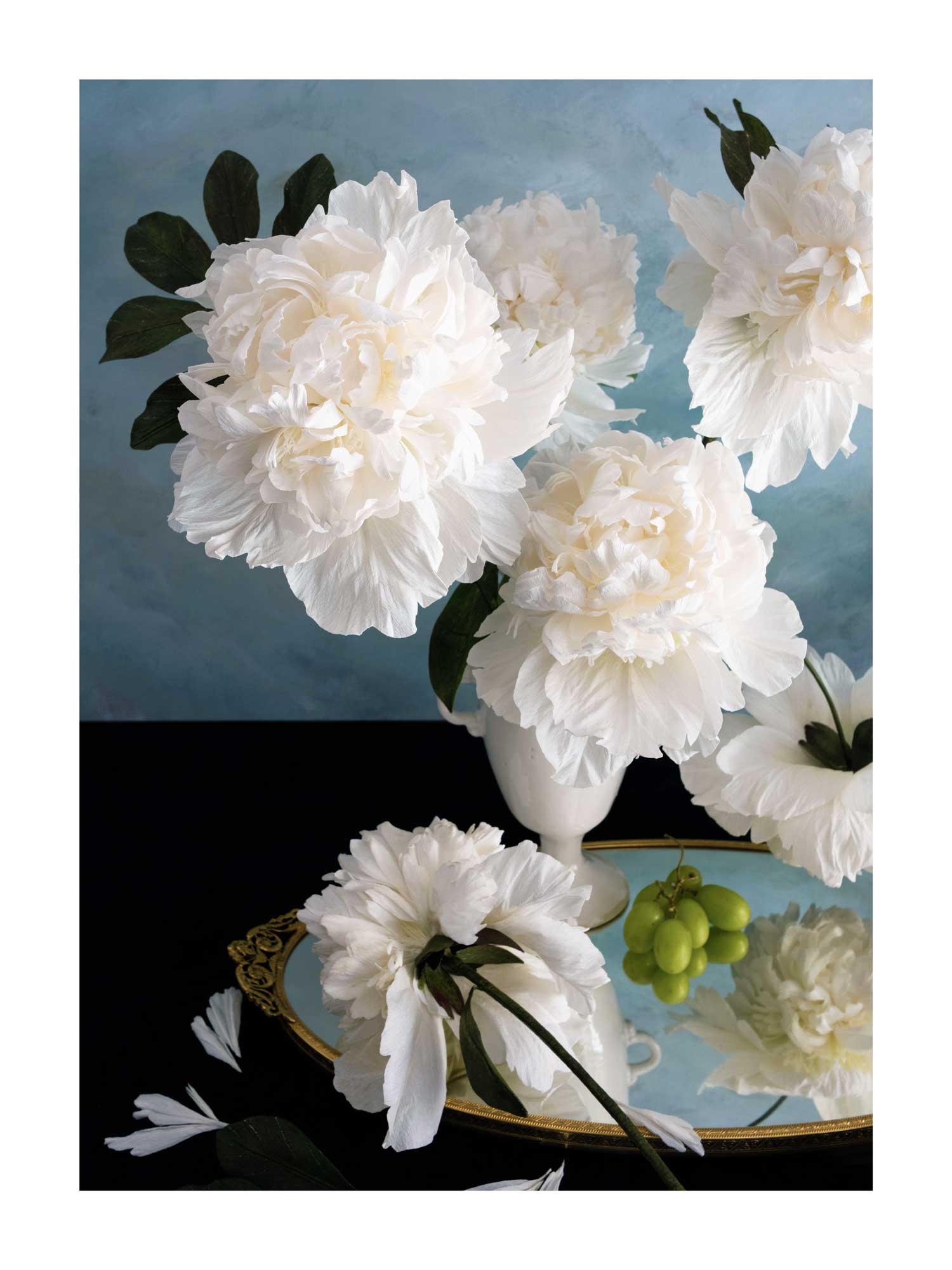 White Peonies on Mirror
